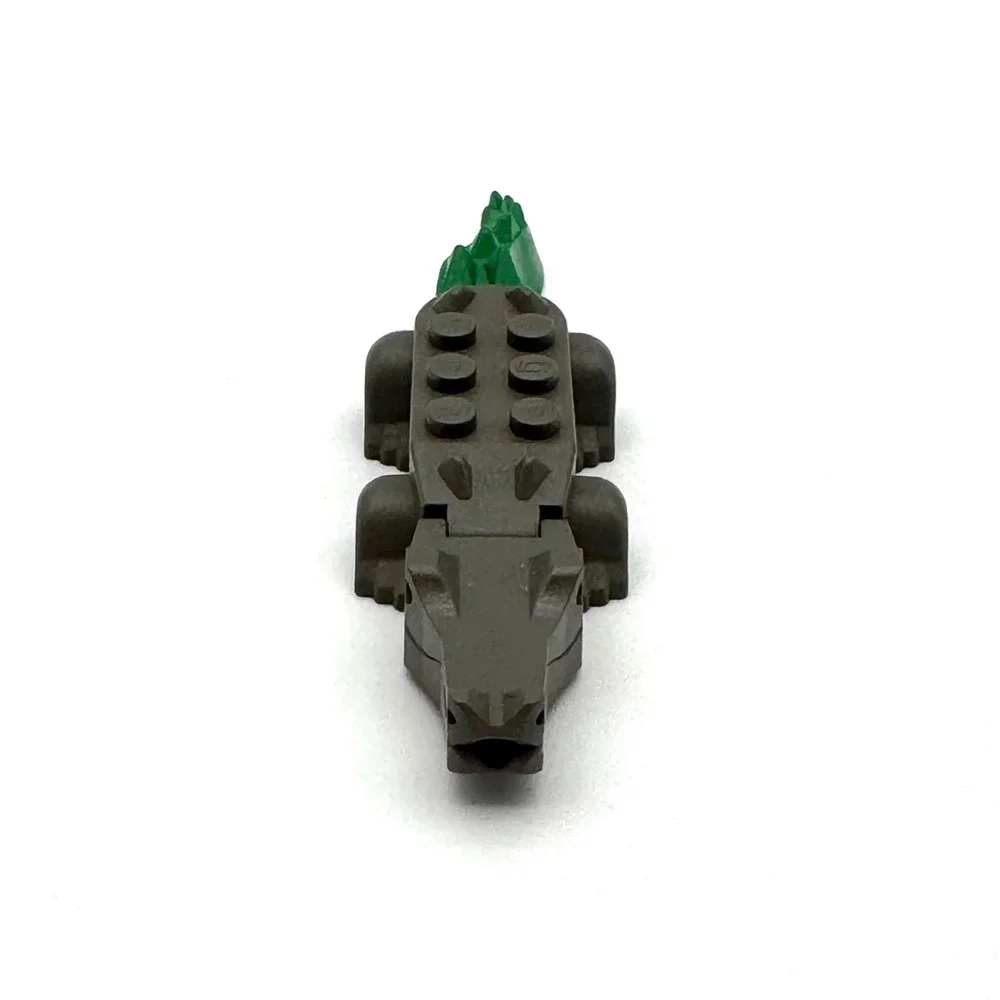 LEGO Alligator Crocodile Minifigure Animal Dark Gray Green Tail Piece